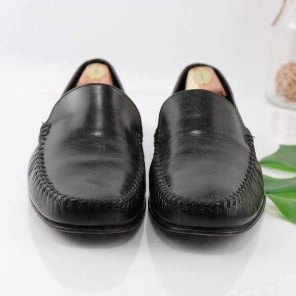 Alessandro Baroni Mens Dante Loafer Size 42 8 Black Leather Moc Toe Shoe Italy - Picture 4 of 12
